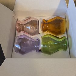 Pretty Vintage Lot Of 4 10oz Millennium Stemless Colorful Glasses New In Box