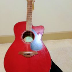 Yamaha FSX800C Concert Cutaway Acoustic-electric Guitar - custom Ruby Red with gig bag/ other access