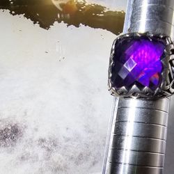 Huge  Beautiful Amythest Celtic Design Mens  Ring  Size 10