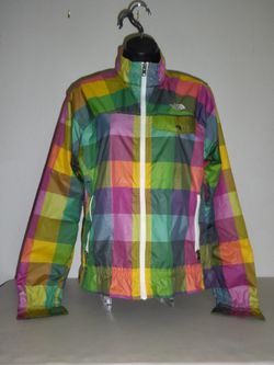 THE NORTH FACE WOMEN’S MULTICOLORED PLAIDED PRINT WATERPROOF JACKET SIZE MEDIUM