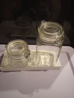 Glass Ball Top Jars Set of Two