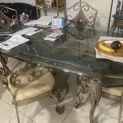 Antique Table, Bar, & Barstool set 