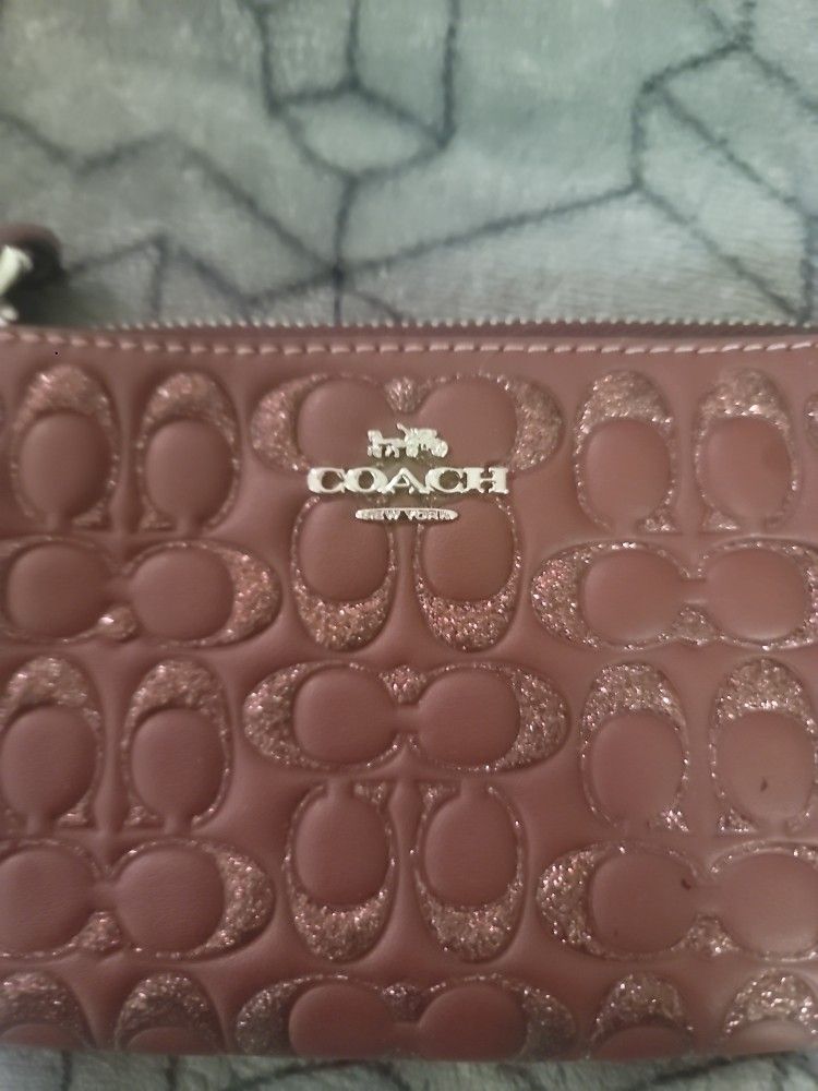Coach Burgundy Zippered Wristlet Women's Wallet/ID/Change Etc.