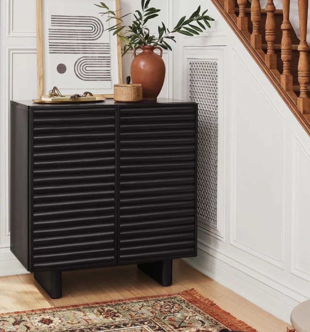 2 Door Fluted Accent Cabinet Black - Threshold