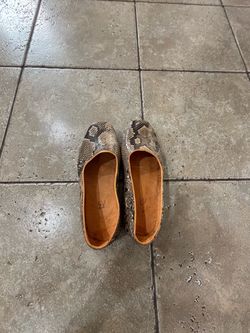 Snakeskin Print Leather Ballet Flats