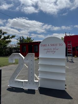 Marquee Numbers White Shelf Backdrop