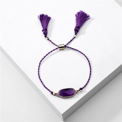 Purple Adjustable Crystal Bracelet