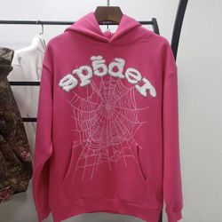 Sp5der(spider) Pink Web Rhinestone Hoodie – Size Small