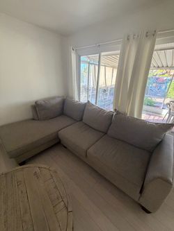 Beige Gray L-Shaped Sectional Sofa with Chaise