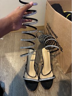 Black heels with rhinestones
