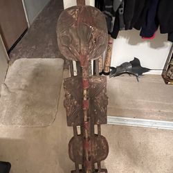 Carved wood African mask from Burkina Faso, likely Winiama or Bwa people