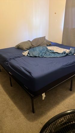 2 twin XL mattress memory foam and frame with charger hook up and outlet
