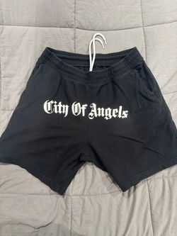 City Of Angels Black Graphic Sweat Shorts