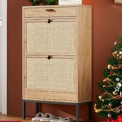 Boho Rattan Shoe cabinet.  wayfair
