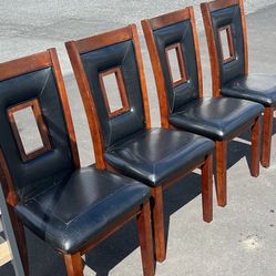 4 Leather Wedding Dining Table Chairs