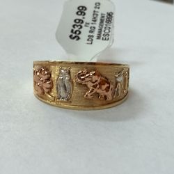 14k 3-Tone Gold Lucky Charm Ring