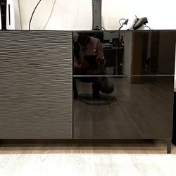 TV Stand Credenza Cabinet Storage combination with a Glass top from IKEA