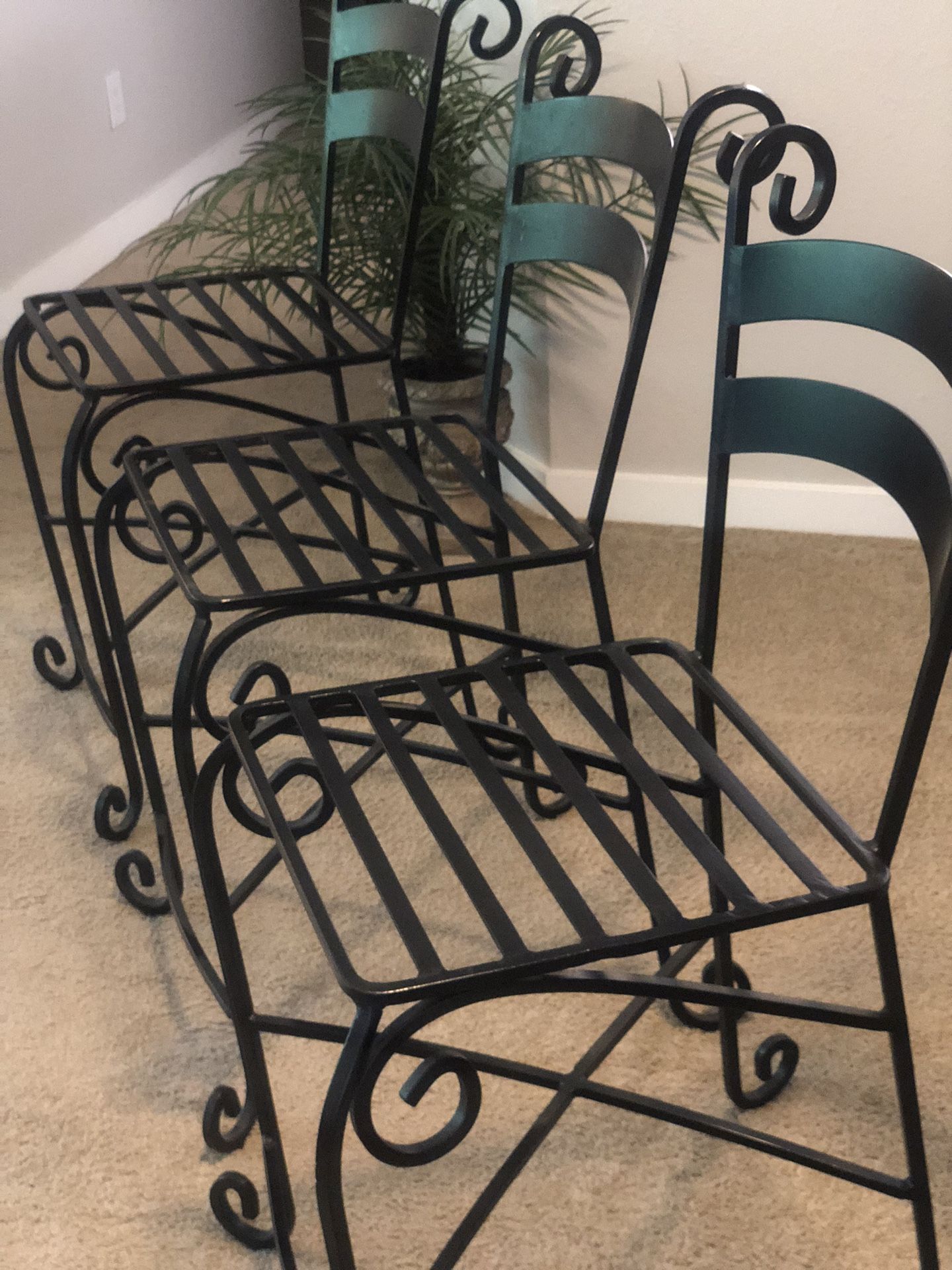 Set Of Three Iron Bar Stools