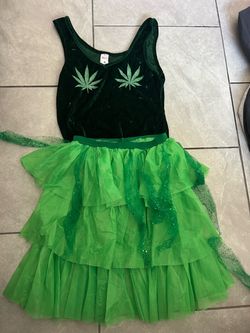 Green Cannabis Leaf Halloween Costume Dress