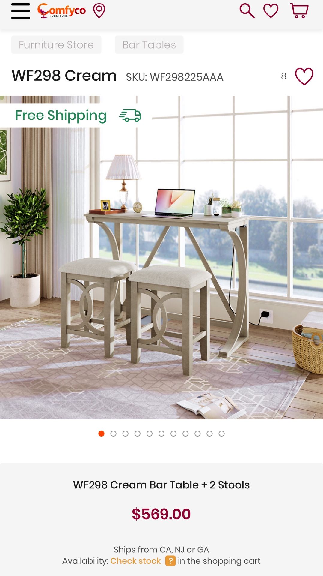 Farmhouse Piece Counter Height Dining Table Set with USB Port