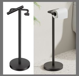 BESy Toilet Paper Holder Stand Modern Freestanding Tissue Roll Holder For Bathroom
