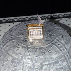 Rectangle Channel Cut 925 Silver Ring Gold with CZ Gemstones