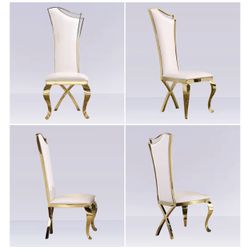 ACEDÉCOR Dining Chairs, White Leather Upholstered Dining chairs set 6 - $700 
