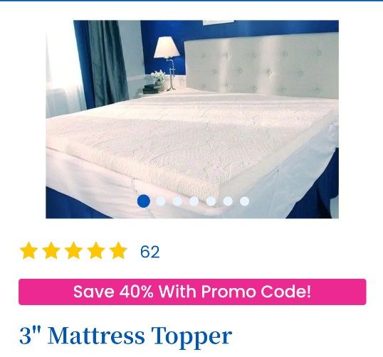 3" MyPillow Mattress Topper Queen New