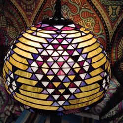 Rare Stained Glass Tiffany Style Lamp