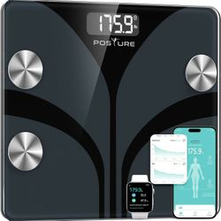 Posture Scale for Body Weight, Digital Bathroom Smart Scale, 13 Body Composition Analyzer Sync Weight Scale  400lbs - Black