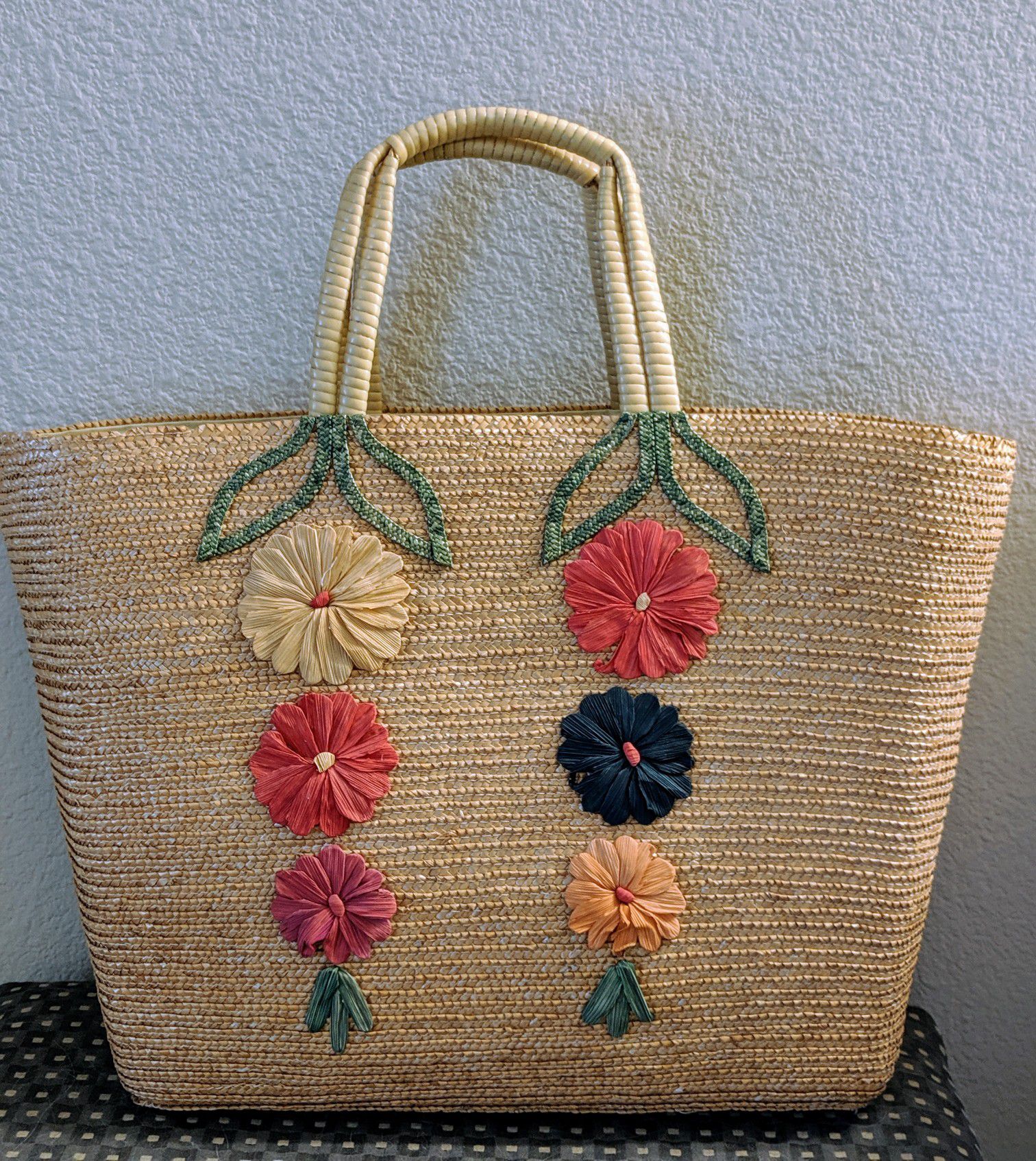 Vintage Straw Tote. Made in 