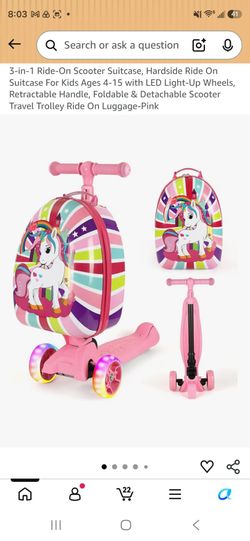 3-in-1 Unicorn Scooter Suitcase