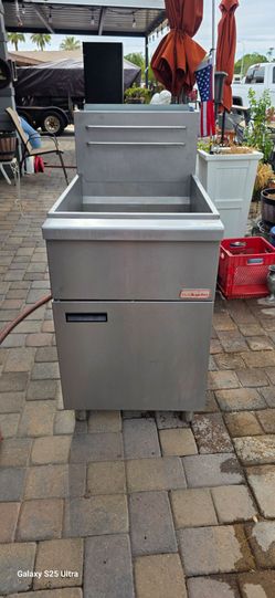 Backychu Commercial Deep Fryer -5-Burner Natural Gas Fryer CSA, 75-100 lbs Capacity, 150,000 BTU/h Adjustable Thermostat 200°F-400°F, Stainless Steel