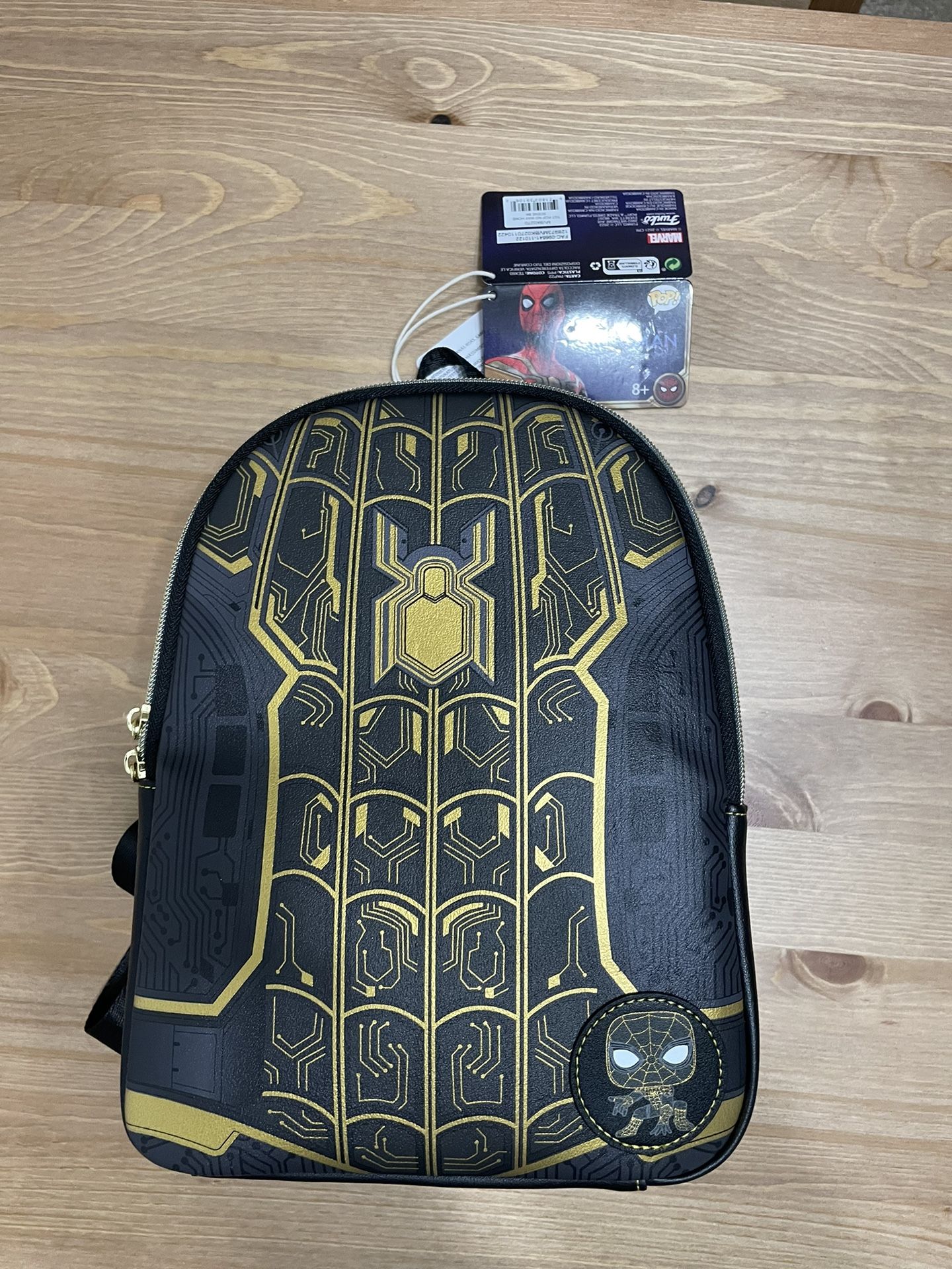 Spider-Man Backpack Funko Pop Legacy, New With Tags, No Way Home, Black & Gold