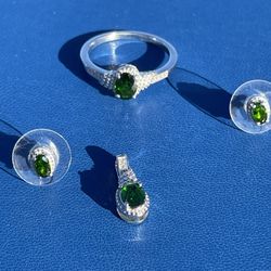 Sterling Silver Ring, Earrings, Pendant Set