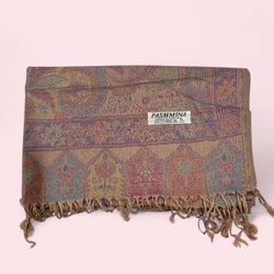 New | Limited Edition: Beige Pastel Multicolor Pashmina Shawl