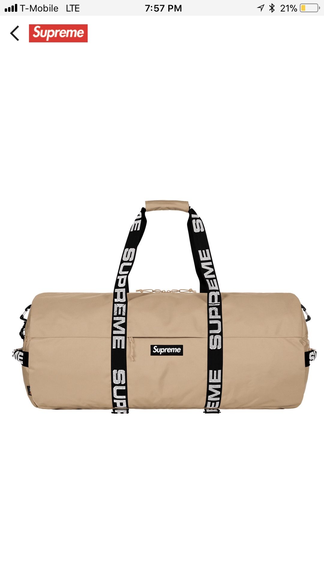 Supreme duffle bag (Tan )