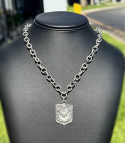 Vintage EXEX Jewelry .925 solid sterling silver Milano massive rondelle twisted link Chain necklace 18.00” 46.00 grams 8.50mm with heart pendant charm