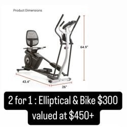 Elliptical & Stationary Bike 2 in 1 