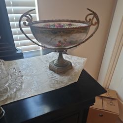 SEVRES STYLE PORCELAIN & BRONZE MOUNTED CENTERPIECE