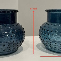 Pair of Midnight Blue Hobnail Glass Candleholders or Vases ($14 each or $25 for both)