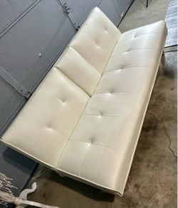 White Faux Leather Futon