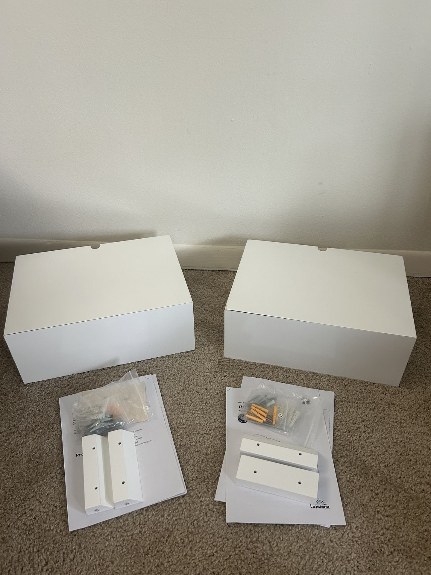 Set of 2 Aeris Floating White Modern Nightstand with Storage Drawer, 