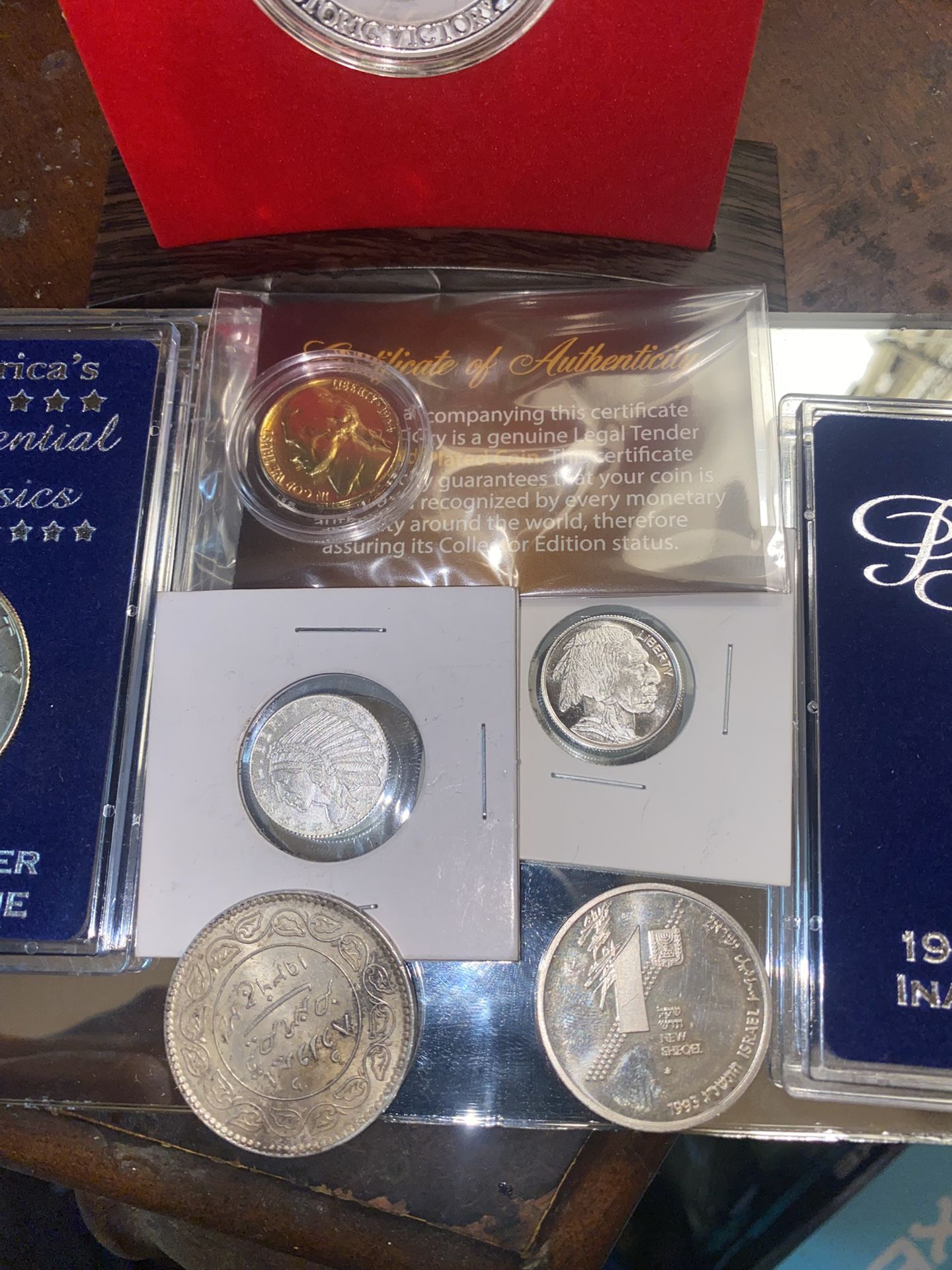 One silver gilded Donald Trump with CLA some other silver and plated gold  nickel