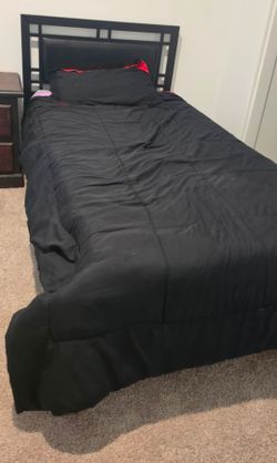 Black Metal Twin Bed Frame with Headboard