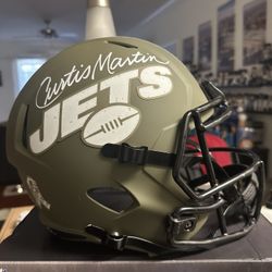 Curtis Martin Signed New York Jets F/S Riddell STS Speed Replica Helmet Schwartz