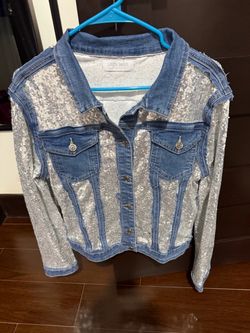 Denim & Silver Sequin Jean Jacket