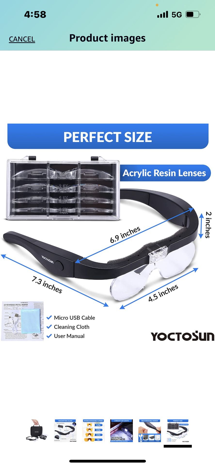 Magnifying Glasses With 2 Led Lights4 Detachable Lenses Storage Case Head Strap 
