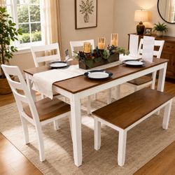 6 piece solid wood dining table set