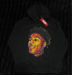 Black Graphic Face Print Pullover Hoodie